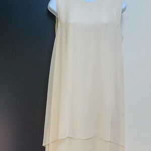 Morgane LeFaye party dress, silk and voile ,perfect shape, ivory, size L